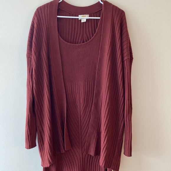 Anthropologie Colleen Ribbed Dress Sweater Cardigan Set - Picture 7 of 12